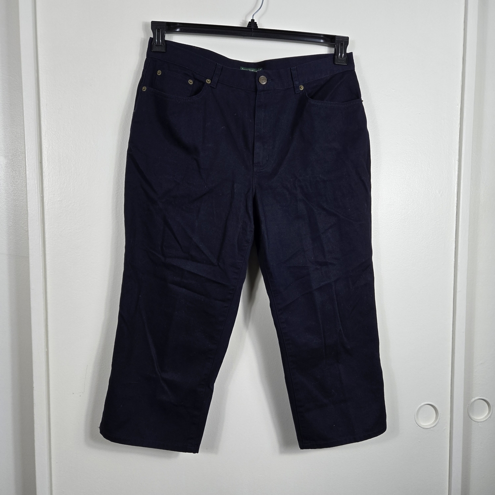 Lauren Jeans Company Women Navy Blue 5 Pocket Straight Leg Preppy Capri Pants 12